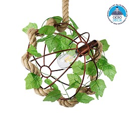 GLOBOSTAR® BRADLEY 01660 Vintage Κρεμαστό Φωτιστικό Οροφής με Ντουί 1 x E27 AC 220-240V IP20 - Πολύχρωμο - Μ33 x Π33 x Y33cm