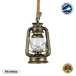 GLOBOSTAR® BARBAROSSA 01705 Vintage Κρεμαστό Φωτιστικό Οροφής με Ντουί 1 x E27 AC 220-240V IP20 - Μπρούτζινο - Μ18 x Π18 x Υ28cm