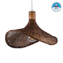 GLOBOSTAR® CUBA 01716 Boho Κρεμαστό Φωτιστικό Οροφής με Ντουί 1 x E27 AC 220-240V IP20 - Καφέ - Μ33 x Π33 x Υ25cm