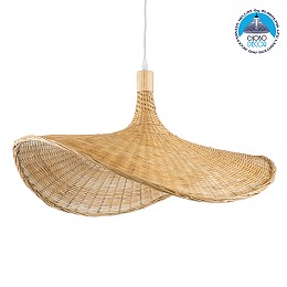 GLOBOSTAR® CUBA 01721 Boho Κρεμαστό Φωτιστικό Οροφής με Ντουί 1 x E27 AC 220-240V IP20 - Μπεζ - Μ63 x Π63 x Υ32cm