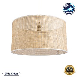 GLOBOSTAR® YOTTO 01822 Boho Κρεμαστό Φωτιστικό Οροφής με Ντουί 1 x E27 AC 220-240V IP20 - Μπεζ - Μ55 x Π55 x Y30cm