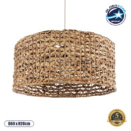 GLOBOSTAR® MANGATA 01849 Boho Κρεμαστό Φωτιστικό Οροφής με Ντουί 1 x E27 AC 220-240V IP20 - Μπεζ Καφέ - Μ60 x Π60 x Υ28cm