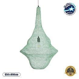 GLOBOSTAR® KENTUCKY 01876 Vintage Κρεμαστό Φωτιστικό Οροφής με Ντουί 1 x E27 AC 220-240V IP20 - Τιρκουάζ - Μ50 x Π50 x Υ90cm