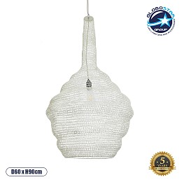 GLOBOSTAR® KENTUCKY 01883 Vintage Κρεμαστό Φωτιστικό Οροφής με Ντουί 1 x E27 AC 220-240V IP20 - Λευκό - Μ60 x Π60 x Υ90cm