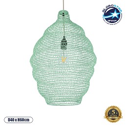 GLOBOSTAR® KENTUCKY 01900 Vintage Κρεμαστό Φωτιστικό Οροφής με Ντουί 1 x E27 AC 220-240V IP20 - Τιρκουάζ - Μ40 x Π40 x Y60cm