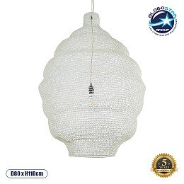 GLOBOSTAR® KENTUCKY 01901 Vintage Κρεμαστό Φωτιστικό Οροφής με Ντουί 1 x E27 AC 220-240V IP20 - Λευκό - Μ80 x Π80 x Y110cm