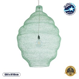 GLOBOSTAR® KENTUCKY 01903 Vintage Κρεμαστό Φωτιστικό Οροφής με Ντουί 1 x E27 AC 220-240V IP20 - Τιρκουάζ - Μ80 x Π80 x Y110cm