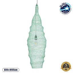 GLOBOSTAR® KENTUCKY 01909 Vintage Κρεμαστό Φωτιστικό Οροφής με Ντουί 1 x E27 AC 220-240V IP20 - Τιρκουάζ - Μ30 x Π30 x Y105cm