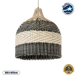 GLOBOSTAR® BARBADOS 01944 Boho Κρεμαστό Φωτιστικό Οροφής με Ντουί 1 x E27 AC 220-240V IP20 - Μπεζ & Χακί - Μ40 x Π40 x Υ45cm