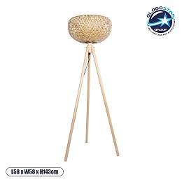GLOBOSTAR® POPPY 01983 Boho Επιδαπέδιο Φωτιστικό με Ντουί 1 x E27 AC 220-240V IP20 - Μπεζ - Μ58 x Π58 x Υ143cm