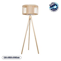 GLOBOSTAR® POPPY 01988 Boho Επιδαπέδιο Φωτιστικό με Ντουί 1 x E27 AC 220-240V IP20 - Μπεζ - Μ58 x Π58 x Υ145.5cm
