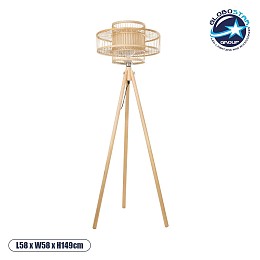 GLOBOSTAR® POPPY 01989 Boho Επιδαπέδιο Φωτιστικό με Ντουί 1 x E27 AC 220-240V IP20 - Μπεζ - Μ58 x Π58 x Υ149cm