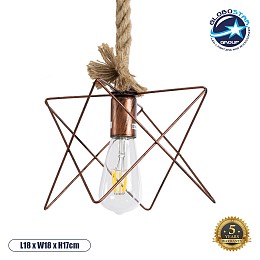 GLOBOSTAR® KAZEMI 02019 Μοντέρνο Κρεμαστό Φωτιστικό Οροφής με Ντουί 1 x E27 AC 220-240V IP20 - Χάλκινο & Μπεζ - Μ18 x Π18 x Υ17cm