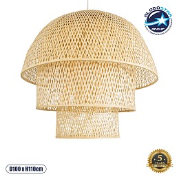 GLOBOSTAR® HIROKA 02046 Boho Κρεμαστό Φωτιστικό Οροφής με Ντουί 1 x E27 AC 220-240V IP20 - Μπεζ - Μ100 x Π100 x Υ110cm