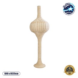 GloboStar® ALADDIN 02050 Boho Επιδαπέδιο Φωτιστικό Μονόφωτο 1 x E27 IP20 Μπεζ Ξύλο - Μ40 x Π40 x Υ120cm