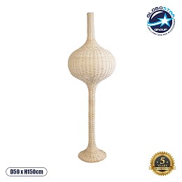 GloboStar® ALADDIN 02051 Boho Επιδαπέδιο Φωτιστικό Μονόφωτο 1 x E27 IP20 Μπεζ Ξύλο - Μ50 x Π50 x Υ150cm