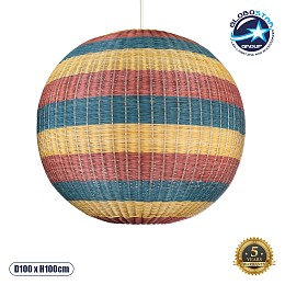 GLOBOSTAR® CABALLEROS 02064 Boho Κρεμαστό Φωτιστικό Οροφής με Ντουί 1 x E27 AC 220-240V IP20 - Πολύχρωμο - Μ100 x Π100 x Υ100cm