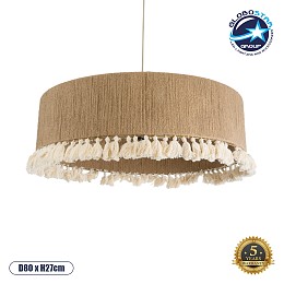 GLOBOSTAR® PUERTORICO 02095 Boho Κρεμαστό Φωτιστικό Οροφής με Ντουί 3 x E27 AC 220-240V IP20 - Μπεζ & Λευκό - Μ80 x Π80 x Υ27cm