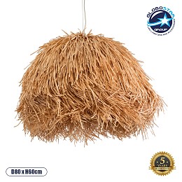 GLOBOSTAR® GUADELOUPE 02155 Boho Κρεμαστό Φωτιστικό Οροφής με Ντουί 1 x E27 AC 220-240V IP20 - Καφέ - Μ80 x Π80 x Υ60cm