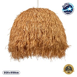 GLOBOSTAR® GUADELOUPE 02156 Boho Κρεμαστό Φωτιστικό Οροφής με Ντουί 1 x E27 AC 220-240V IP20 - Μπεζ - Μ120 x Π120 x Υ100cm