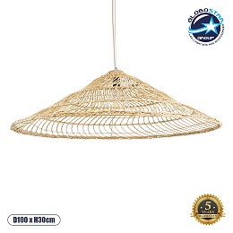 GLOBOSTAR® KAIA 02348 Boho Κρεμαστό Φωτιστικό Οροφής με Ντουί 1 x E27 AC 220-240V IP20 - Μπεζ - Μ100 x Π100 x Υ30cm