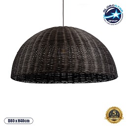 GLOBOSTAR® MONTANA 02382 Boho Κρεμαστό Φωτιστικό Οροφής με Ντουί 1 x E27 AC 220-240V IP20 - Καφέ - Μ80 x Π80 x Υ40cm