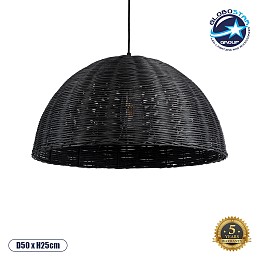 GLOBOSTAR® MONTANA 02383 Boho Κρεμαστό Φωτιστικό Οροφής με Ντουί 1 x E27 AC 220-240V IP20 - Μαύρο - Μ50 x Π50 x Υ25cm