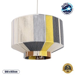 GLOBOSTAR® SALERNO 02388 Boho Κρεμαστό Φωτιστικό Οροφής με Ντουί 1 x E27 AC 220-240V IP20 - Πολύχρωμο - Μ40 x Π40 x Υ35cm