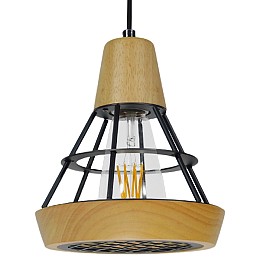 GLOBOSTAR® AKRON 10001133 Μοντέρνο Κρεμαστό Φωτιστικό Οροφής με Ντουί 1 x E27 AC 220-240V IP20 - Μπεζ & Μαύρο - Μ19 x Π19 x Υ22cm