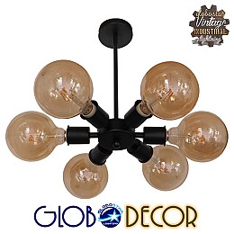 GLOBOSTAR® CONFOR 01036 Μοντέρνο Φωτιστικό Οροφής με Ντουί 6 x E27 AC 220-240V IP20 - Μαύρο - Μ24 x Π24 x Υ8cm