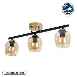 GLOBOSTAR® RADIAM 201-0122 Vintage Φωτιστικό Οροφής με Ντουί 3 x E27 AC 220-240V IP20 - Πολύχρωμο - Μ60 x Π13 x Υ16cm