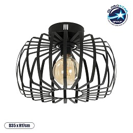 GLOBOSTAR® STAR 202-0054 Μοντέρνο Φωτιστικό Οροφής με Ντουί 1 x E27 AC 220-240V IP20 - Μαύρο - Μ40 x Π40 x Υ27cm