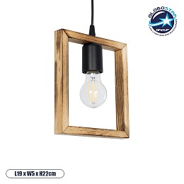 GLOBOSTAR® EDISON 203-0020 Vintage Κρεμαστό Φωτιστικό Οροφής με Ντουί 1 x E27 AC 220-240V IP20 - Μπεζ & Μαύρο - Μ19 x Π5 x Υ22cm