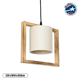 GLOBOSTAR® CUP 203-0050 Vintage Κρεμαστό Φωτιστικό Οροφής με Ντουί 1 x E27 AC 220-240V IP20 - Μπεζ & Λευκό - Μ28 x Π14 x Υ24cm