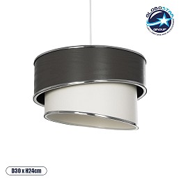 GLOBOSTAR® SONIA 203-0116 Μοντέρνο Κρεμαστό Φωτιστικό Οροφής με Ντουί 1 x E27 AC 220-240V IP20 - Γκρι, Λευκό & Ασημί - Μ30 x Π30 x Υ24cm
