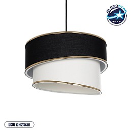 GLOBOSTAR® SONIA 203-0120 Μοντέρνο Κρεμαστό Φωτιστικό Οροφής με Ντουί 1 x E27 AC 220-240V IP20 - Μαύρο & Λευκό - Μ30 x Π30 x Υ24cm