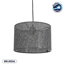 GLOBOSTAR® CLAIRIE 203-0136 Μοντέρνο Κρεμαστό Φωτιστικό Οροφής με Ντουί 1 x E27 AC 220-240V IP20 - Μαύρο & Λευκό - Μ30 x Π30 x Υ22cm