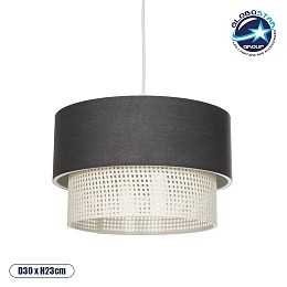 GLOBOSTAR® SISSIE 203-0140 Μοντέρνο Κρεμαστό Φωτιστικό Οροφής με Ντουί 1 x E27 AC 220-240V IP20 - Μαύρο & Μπεζ - Μ30 x Π30 x Υ23cm