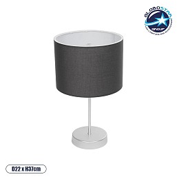 GloboStar® WIZ 203-0179 Μοντέρνο Επιτραπέζιο Φωτιστικό Πορτατίφ Μονόφωτο 1 x E27 IP20 Ασημί Μέταλλο με Γκρι Ύφασμα - Μ22 x Π22 x Υ36.5cm