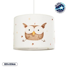 GLOBOSTAR® OWL 204-0017 Παιδικό Κρεμαστό Φωτιστικό Οροφής με Ντουί 1 x E27 AC 220-240V IP20 - Πολύχρωμο - Μ28 x Π28 x Υ24cm