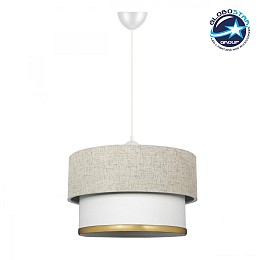 GLOBOSTAR® FOCUS 204-0100 Μοντέρνο Κρεμαστό Φωτιστικό Οροφής με Ντουί 1 x E27 AC 220-240V IP20 - Λευκό & Μπεζ - Μ30 x Π30 x Υ23cm