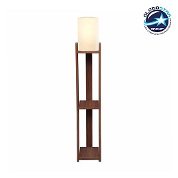 GloboStar® VENTORA 204-0125 Μοντέρνο Eπιδαπέδιο Φωτιστικό Μονόφωτο 1 x E27 IP20 Καφέ Ξύλο με Μπεζ Ύφασμα - Μ20 x Π20 x Υ142cm
