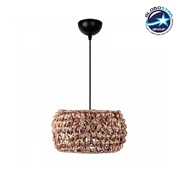 GLOBOSTAR® DARIO 204-0159 Boho Κρεμαστό Φωτιστικό Οροφής με Ντουί 1 x E27 AC 220-240V IP20 - Καφέ - Μ29 x Π29 x Υ16cm