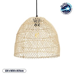GLOBOSTAR® CESTINO 204-0178 Boho Κρεμαστό Φωτιστικό Οροφής Μονόφωτο 1 x E27 AC 220-240V IP20 Μπεζ - Μ30 x Π30 x Υ25cm