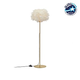 GloboStar® ALES 204-0192 Μοντέρνο Φωτιστικό Δαπέδου  Μονόφωτο 1 x E27 AC 220-240V IP20 Μπεζ & Χρυσό - Μ40 x Π40 x Υ150cm