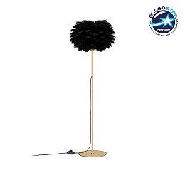 GloboStar® ALES 204-0193 Μοντέρνο Φωτιστικό Δαπέδου  Μονόφωτο 1 x E27 AC 220-240V IP20 Μαύρο & Χρυσό - Μ40 x Π40 x Υ150cm