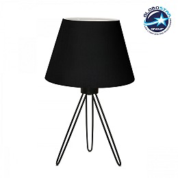 GloboStar® TRIP 204-0086 Μοντέρνο Eπιτραπέζιο Φωτιστικό Πορτατίφ Μονόφωτο 1 x E27 IP20 Μαύρο Μέταλλο με Μαύρο Ύφασμα - Μ22 x Π22 x Υ33cm