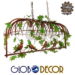GLOBOSTAR® NEST 01648 Vintage Κρεμαστό Φωτιστικό Οροφής με Ντουί 3 x E27 AC 220-240V IP20 - Χάλκινο & Πράσινο - Μ85.5 x Π37.5 x Y38cm