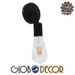 GLOBOSTAR® DON 01396 Vintage Φωτιστικό Τοίχου - Απλίκα με Ντουί 1 x E27 AC 220-240V IP20 - Μαύρο - Μ10 x Π7 x Υ16cm