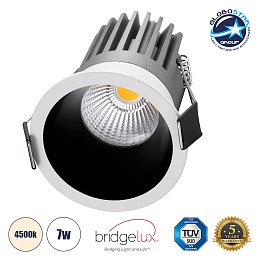 GLOBOSTAR® MICRO-B 60240 Χωνευτό Downlight Σποτ LED 7W 910lm 38° AC 220-240V IP20 Φυσικό Λευκό 4500K - Bridgelux COB Chip & TÜV SÜD Driver - Λευκό & Μαύρο Ματ - Μ6 x Π6 x Υ7.8cm / Q5cm - 5 Χρόνια Εγγύηση